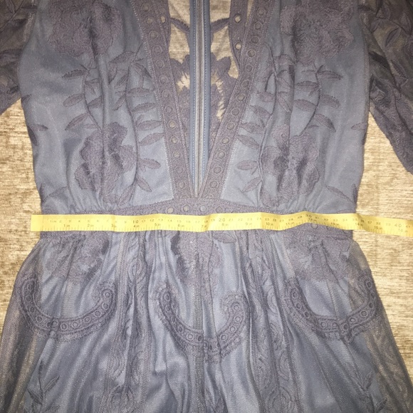 Blue Grey Embroidered Lace Romper - Picture 6 of 6